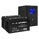 Комплект источника бесперебойного питания Exegate EX295987RUS + батарея 120Aч EX282988RUS 2шт (инвертор, синус, для котла) ExeGate SineTower SZ-1000.LCD.AVR.2SH.1C13.USB <1000VA/800W, чистый синусоида, LCD дисплей, AVR, 2*Schuko+1*C13, USB, линейно-интерактивный, черный> + батарея ExeGate DT 12120 (12В, 120Ач) 2шт