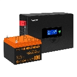 Комплект Источник бесперебойного питания EX295993RUS + батарея 26Aч EX285663RUS 1шт (инвертор, синус, для котла, PF=1, настенный) ExeGate IdealSine SR-1000.LCD.2SH  1000VA/1000W, чистая синусоида, цветной LCD-дисплей, 2*Schuko, крепление настенное, черный + батарея ExeGate HRL 12-26 (12В, 26А·ч) 1шт