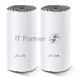 Домашняя Mesh Wi-Fi система TP-Link Deco E4 (3-Pack), 1167 Мбит/с (5 ГГц: до 867 Мбит/с + 2,4 ГГц: до 300 Мбит/с), 2 порта 100 Мбит/с, 2 встроенные антенны на каждом модуле Deco